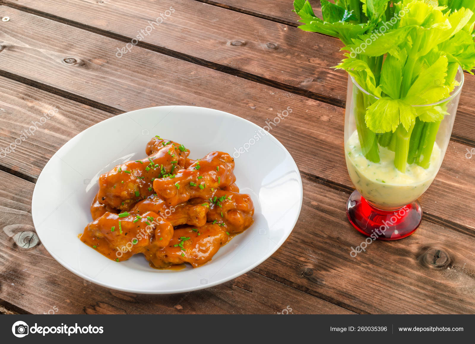Buffalo Chicken Hot Wings Mayonnaise Sauce Celery Stock Photo by