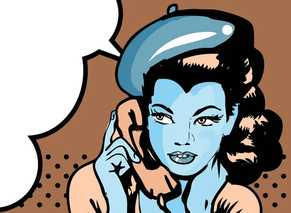 Retro Woman Chat Phone Retro Background Banner — Stock Photo, Image