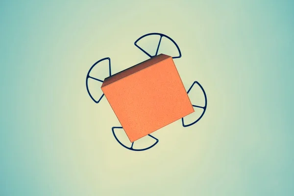 Caja Cartón Transporte Drones Aire Para Concepto Entrega Rápida — Foto de Stock