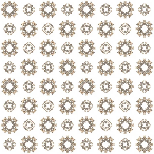 Naadloze Textuur Met Weergave Abstracte Fractal Beige Patroon Een Witte — Stockfoto