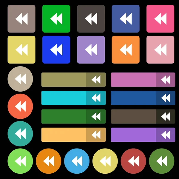 Rebobinar Signo Icono Set Veintisiete Botones Planos Multicolores Ilustración —  Fotos de Stock
