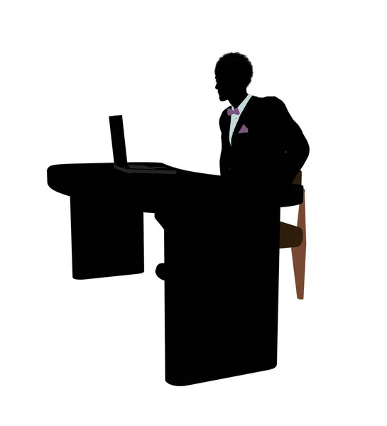Afro Amerikai Férfi Üzleti Silhouette Illusztráció Egy Fehér Háttér — Stock Fotó