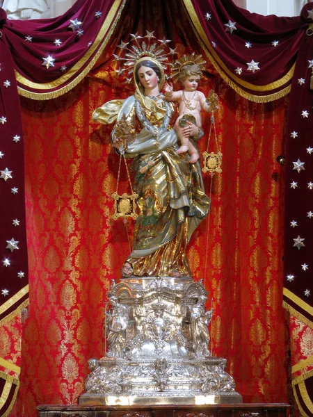 Statue Our Lady Mount Carmel Valletta Malta — Stock Photo, Image