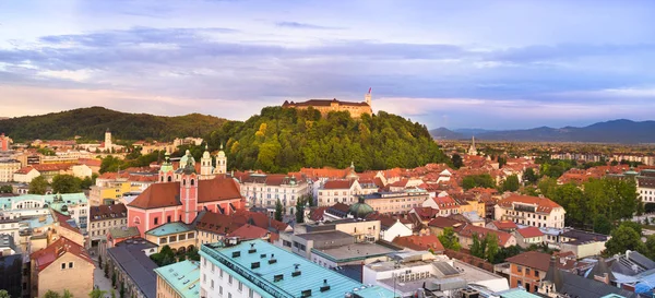 Panorama Capital Eslovena Liubliana Atardecer Eslovenia Europa — Foto de Stock