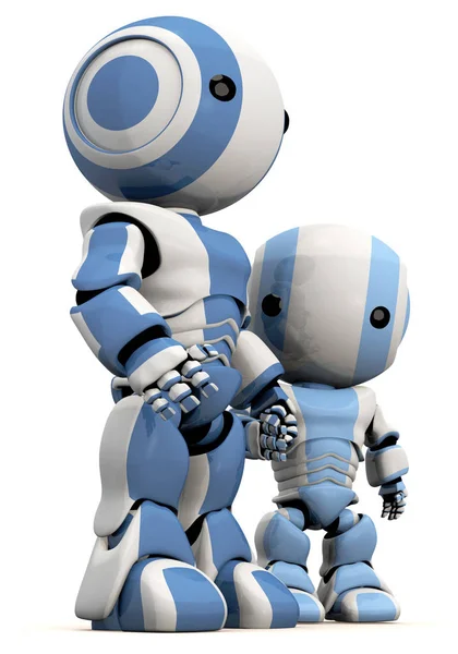 Cute Robot Father Son Great Concept Bonding Effection Care Taking — Stock Photo, Image
