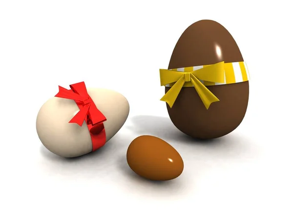 Uma Renderização Ovos Páscoa Sobre Fundo Branco — Fotografia de Stock