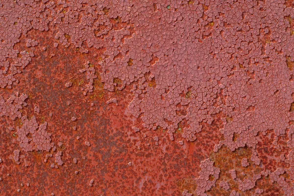 Roestig Ijzeren Oppervlak Bedekt Met Oude Gechipte Verf Die Lang — Stockfoto