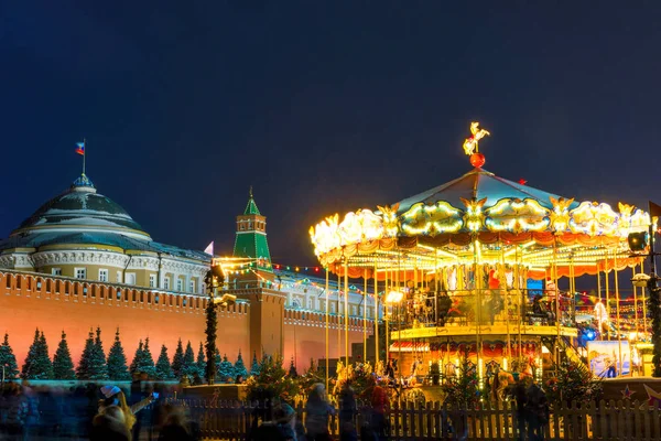 Carrusel Infantil Cerca Del Kremlin Moscú Tiro Noche —  Fotos de Stock