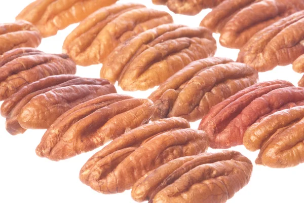 Imagem Macro Isolada Nozes Pecan — Fotografia de Stock