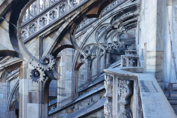 Motivo Architettonico Del Tetto Del Duomo Milano — Foto Stock