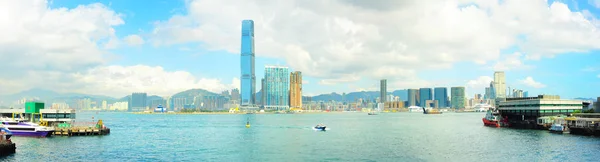 Uitzicht Vanaf Hong Kong Naar Kowloon Eiland Zon Dag Veerboot — Stockfoto