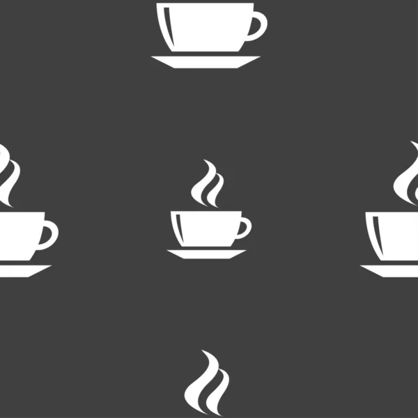 Chá Sinal Ícone Café Padrão Sem Costura Fundo Cinza Ilustração — Fotografia de Stock