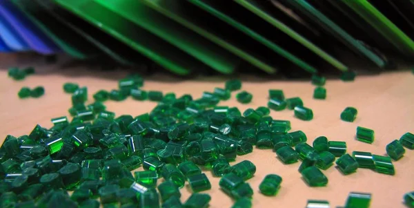 Zöld Mintát Tételek Műanyagipari Fröccsöntés — Stock Fotó