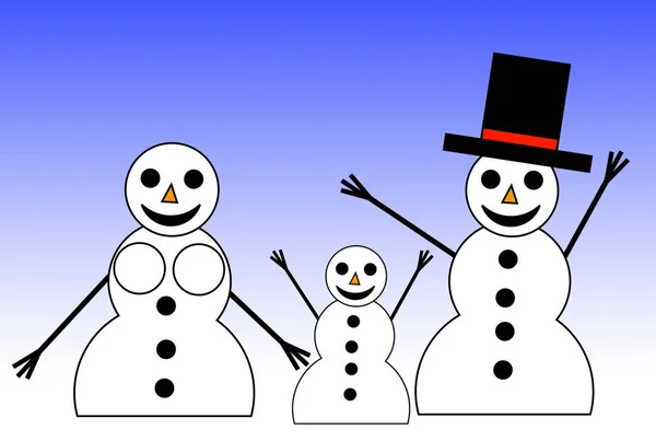 Una Familia Ilustrada Gente Nieve Feliz Para Navidad —  Fotos de Stock