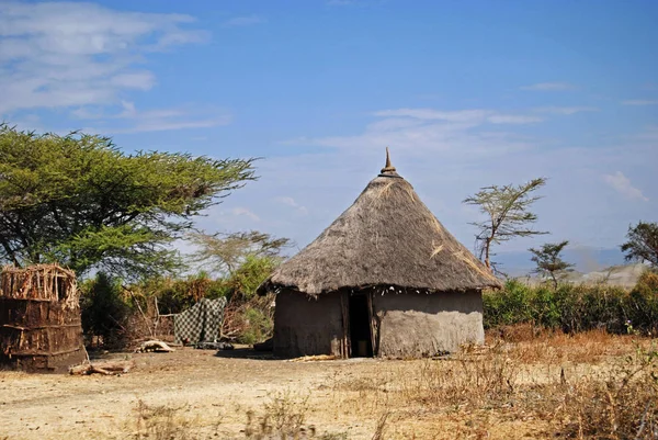 Una Cabaña Etíope Tradicional Cómo Viven Las Familias Pobres Campiña — Foto de Stock