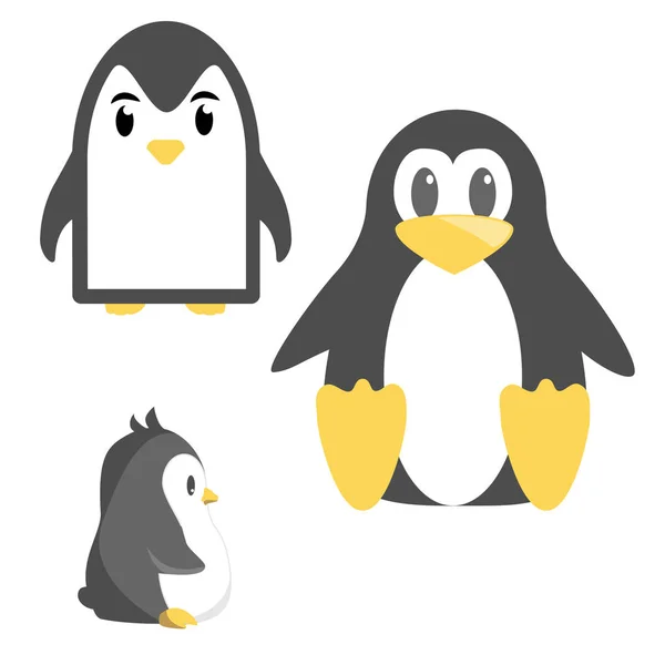 Pinguins Bonitos Abstratos Ajustados Estilo Dos Desenhos Animados Isolados Fundo — Fotografia de Stock