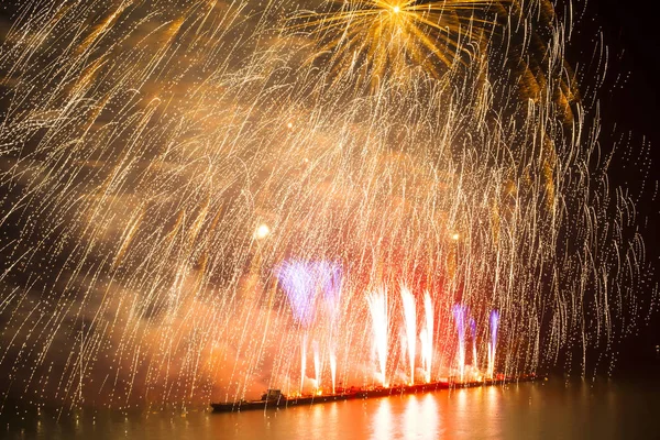 Fireworks Firande Staden — Stockfoto