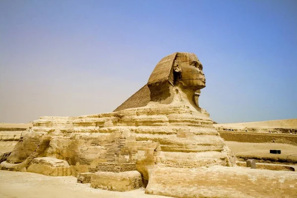 Esfinge Grande Pirâmide Egito — Fotografia de Stock