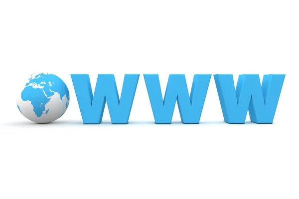 Globe Word Www Blue Front View — Stock Photo, Image
