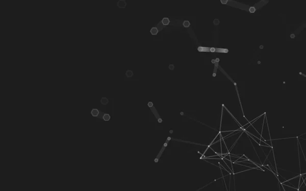 Abstraktní Polygonální Prostor Nízké Poly Tmavé Pozadí Spojující Tečky Čáry — Stock fotografie