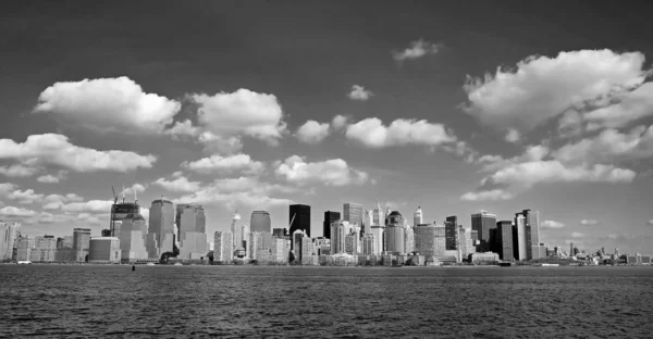 Horizonte Lower Manhattan Formato Preto Branco Clássico — Fotografia de Stock