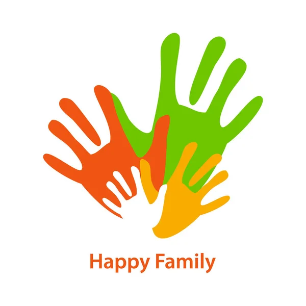 Sinal Uma Família Feliz Mão Colorida Mães Pais Filhos — Fotografia de Stock