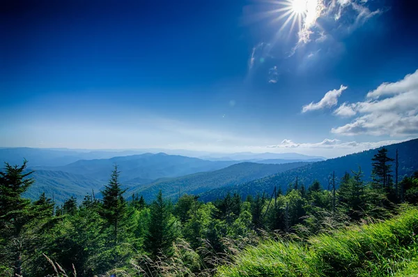 Great Smoky Mountains Tetején Kupola Clingman Barátait Széles Látképe — Stock Fotó