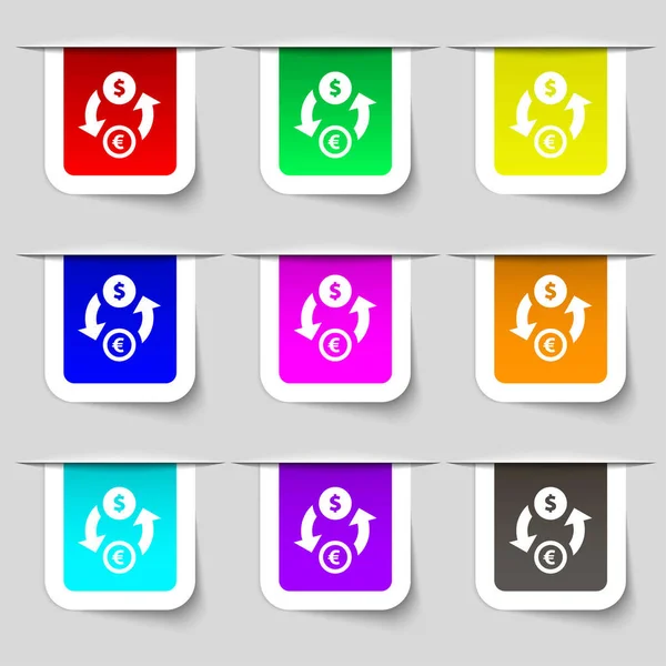 Segno Icona Cambio Valuta Set Etichette Moderne Multicolori Tuo Design — Foto Stock