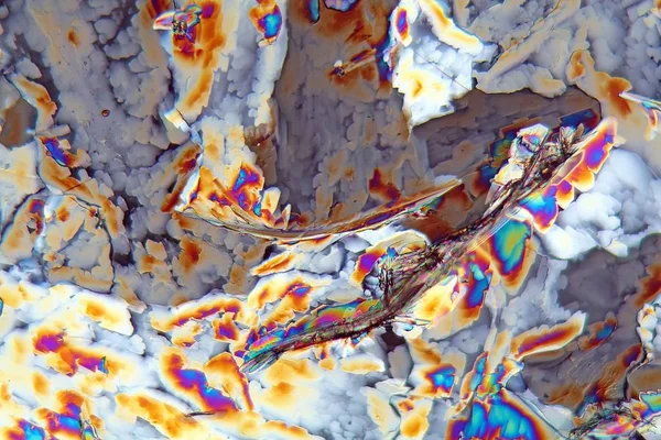Сульфат Калия Микроскопом Увеличение 80X Поляризованный Свет Сульфат Калия Является — стоковое фото