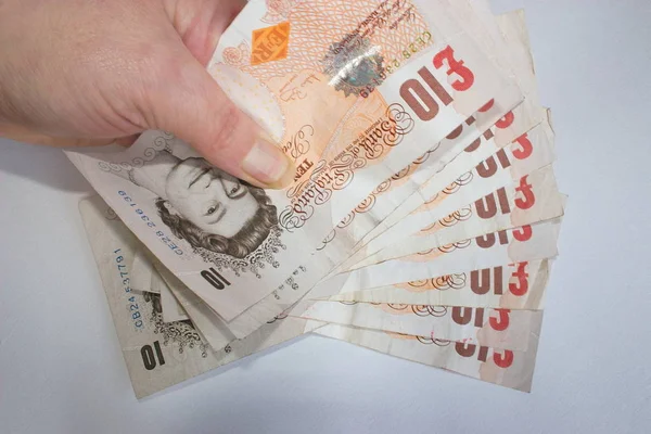 100 Brittisk Sterling Valuta Hålls Handen — Stockfoto