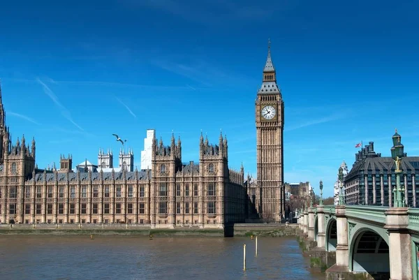 Huizen Van Het Parlement Big Ben Bij Zonsondergang Londen — Stockfoto