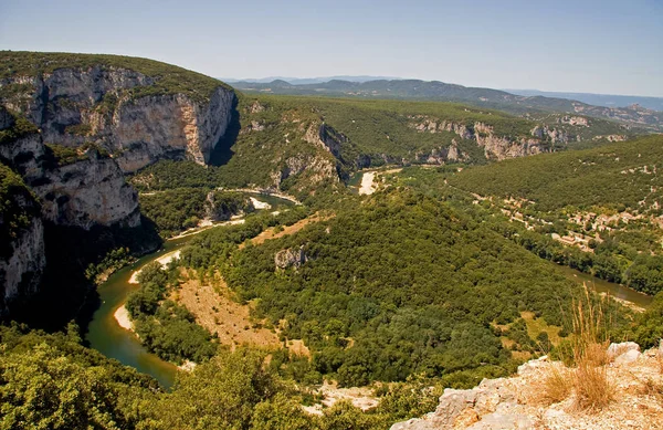 Fluss Ardeche Frankreich Von Oben Sonnigem Tag — Stockfoto