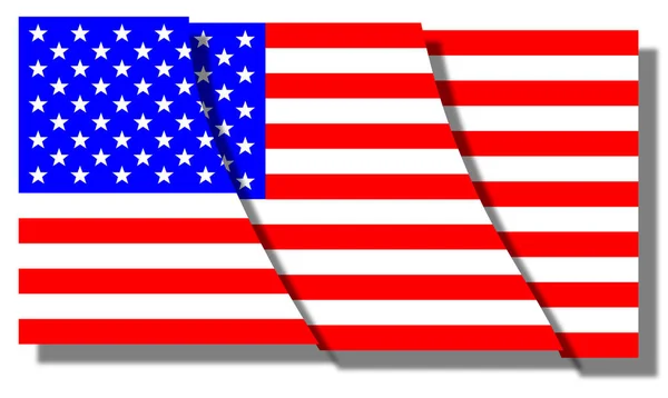 美利坚合众国和星条旗国旗分割成部分白色 — 图库照片