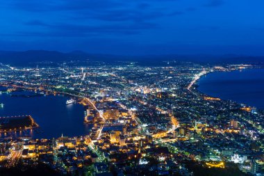 Night view from Mount Hakodate clipart