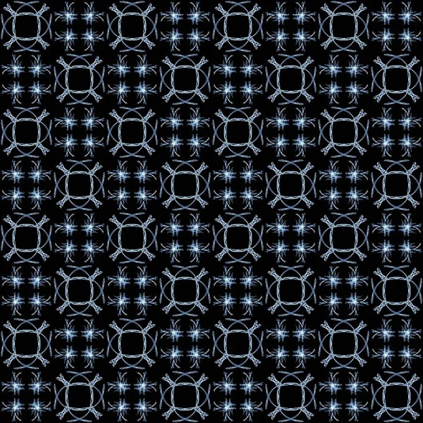 Naadloze Textuur Met Rendering Abstracte Fractal Blauw Patroon Een Zwarte — Stockfoto