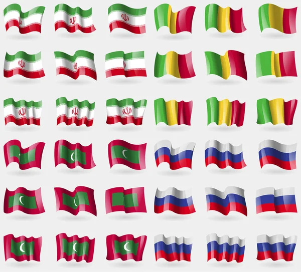 Irán Malí Maldivas Rusia Conjunto Banderas Los Países Del Mundo — Foto de Stock