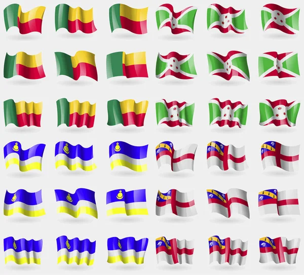 Benín Burundi Buriatia Herm Conjunto Banderas Los Países Del Mundo — Foto de Stock