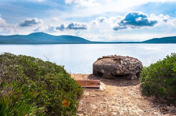 Weltkrieg Bunker Der Küste Sardiniens Einem Bewölkten Tag — Stockfoto