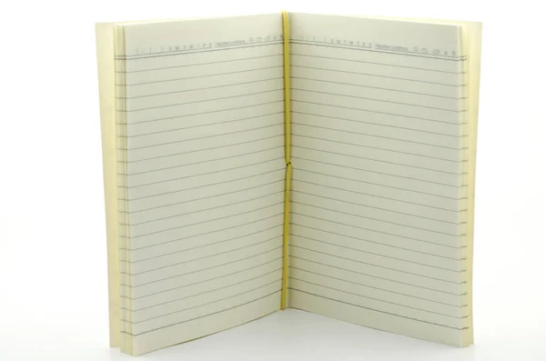 Otwarty Notebook Stand Białym Tle — Zdjęcie stockowe