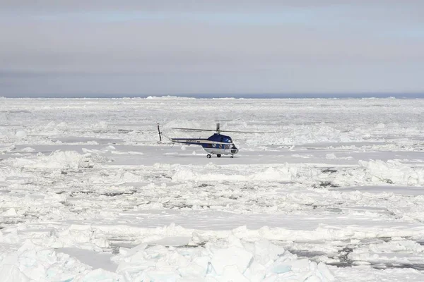 Hubschrauber Über Dem Meereis Weddelmeer Antarktis — Stockfoto