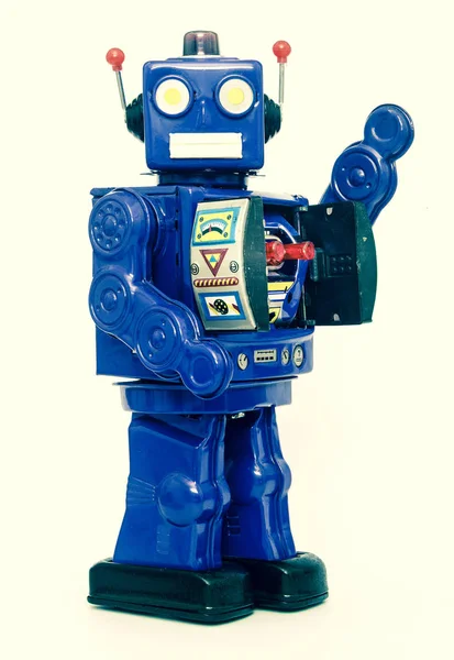 Большая Металлическая Игрушка Робот Стоит — стоковое фото