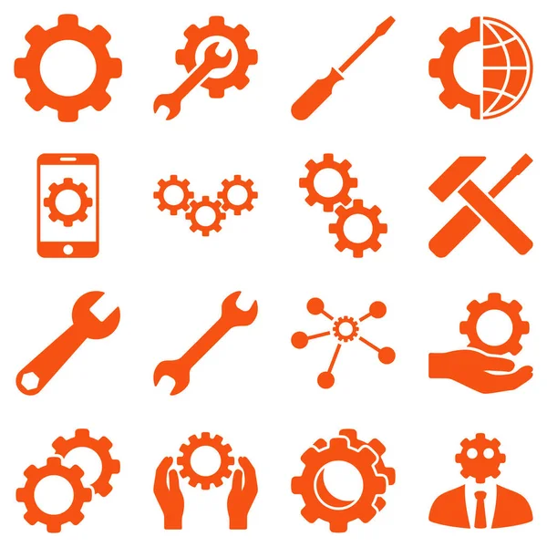 Options Service Tools Icon Set Glyph Style Flat Symbols Orange — Stock Photo, Image