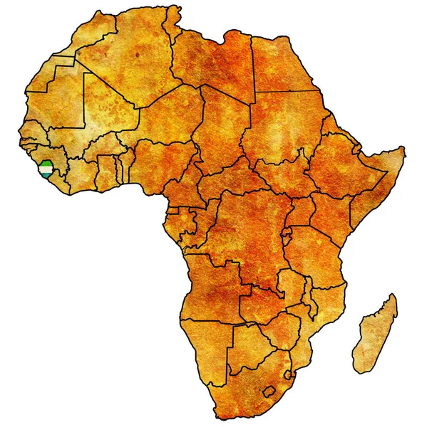 Sierra Leone Echte Vintage Politieke Kaart Van Afrika Met Vlaggen — Stockfoto