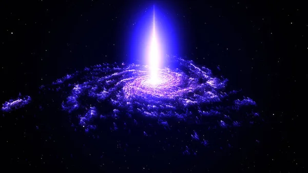 Sarmal Bulutsu Yıldız Ile Derin Uzayda Işık Ray Render — Stok fotoğraf