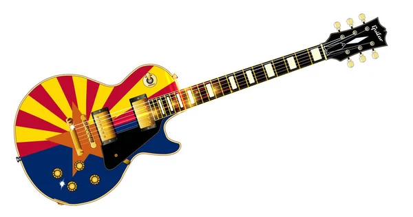 Ostateczne Rock Roll Gitarze Flagą Arizona Uszczelnienie Białym Tle Nad — Zdjęcie stockowe