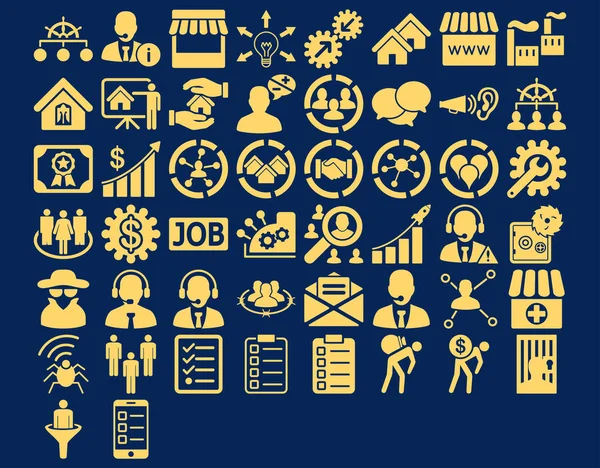 Zakelijke Icon Set Deze Vlakke Pictogrammen Gebruiken Gele Kleur Glyph — Stockfoto