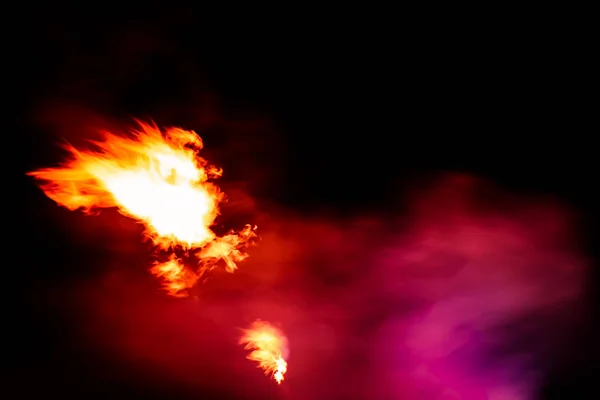 Flames Fire Smoke Midnight — Stock Photo, Image