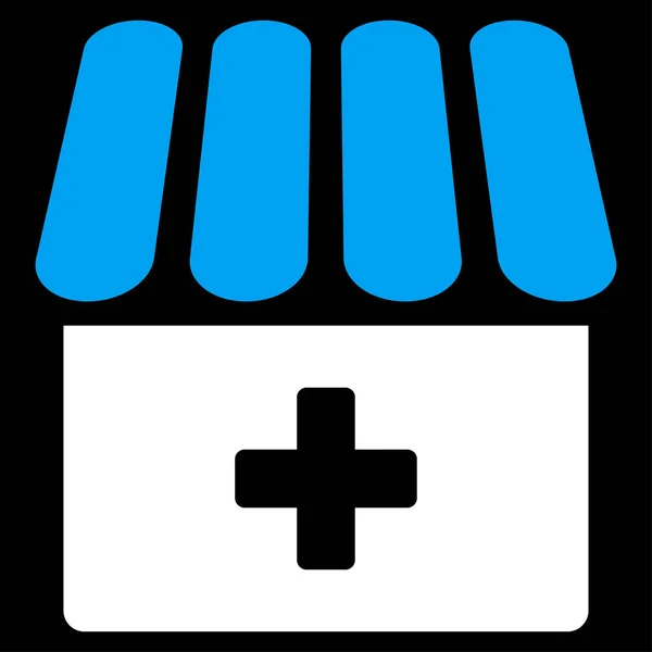 Icono Raster Farmacia Estilo Bicolor Símbolo Plano Colores Azul Blanco —  Fotos de Stock