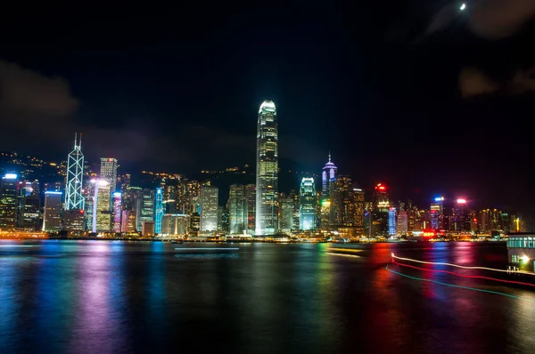 Het Uitzicht Stad Het Licht Nachts Hongkong — Stockfoto