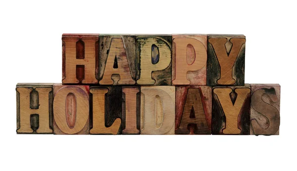 Woorden Happy Holidays Oude Houtsoort Letters — Stockfoto